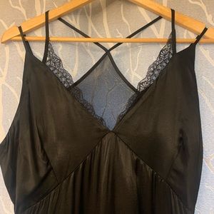 *SOLD*Little black dress with lace trimming and  asymmetrical hem *SOLD*